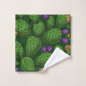 Opuntie de floraison sur vert foncé (Gant de toilette)