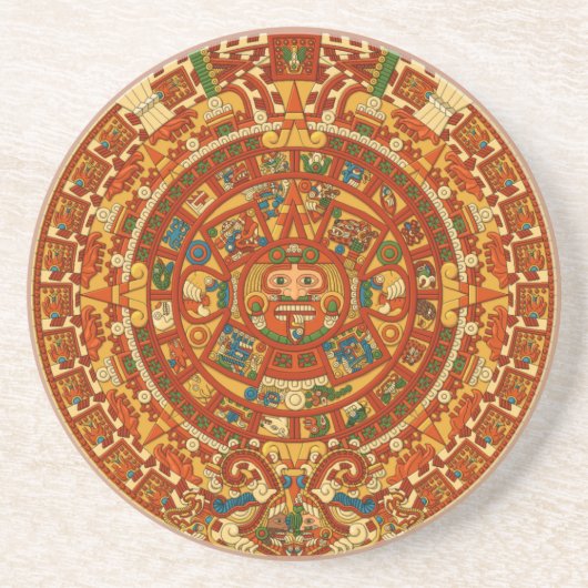 OPUS Aztec Sun Stone Calendar Zandsteen Onderzetter (Voorkant)