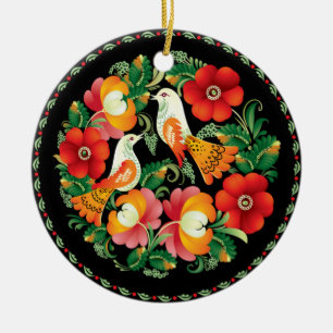OPUS Hongaarse Bloem en vogel Keramisch Ornament