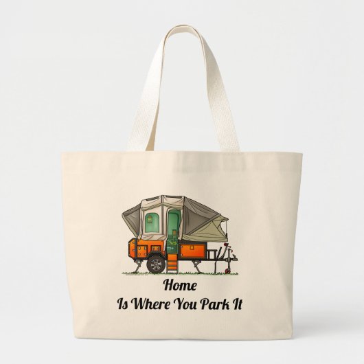 Opus Pop op Camper RV happy camper Grote Tote Bag (Voorkant)