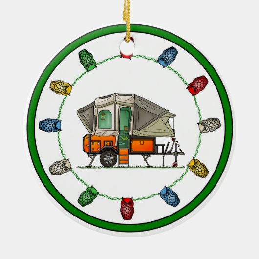 Opus Pop op Camper RV happy camper Keramisch Ornament (Achterkant)