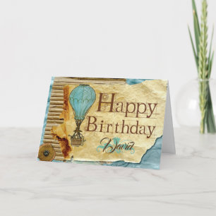 Opus Posh Steampunk Balloon Aangepaste verjaardag Kaart