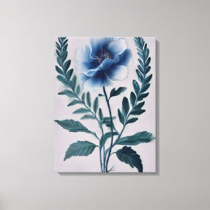 Opvallend blauw bloem schilderij canvas afdruk