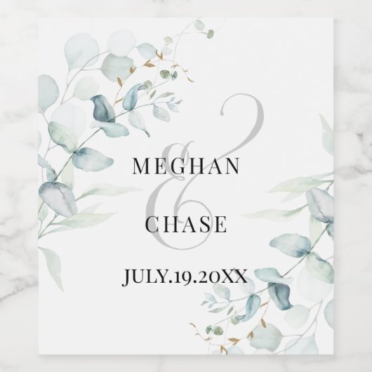 Opvallend Blauwgroen Paarse Abstracte Flower Wine Wijn Etiket (Enkel label)