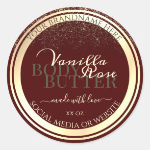 Opvallend Bourgondië & Goud Product Verpakkingseti Ronde Sticker