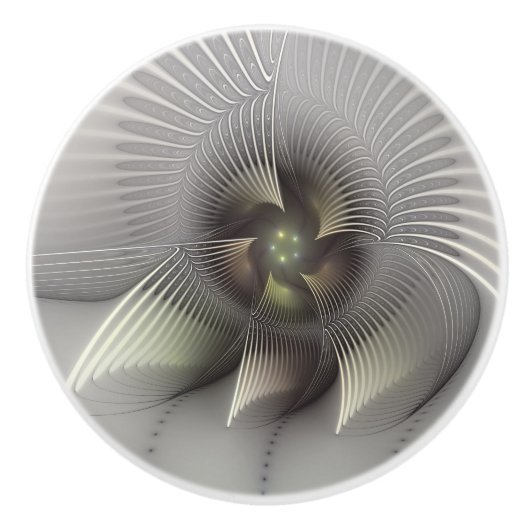Opvallend cijfer, Moderne Abstracte fractale Kunst Keramische Knop (Voorkant)