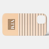 Opvallend grote witte initialen Strippes Beige Case-Mate iPhone Case (Achterkant (horizontaal))