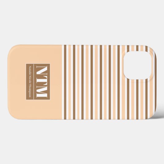 Opvallend grote witte initialen Strippes Beige Case-Mate iPhone Case (Achterkant (horizontaal))