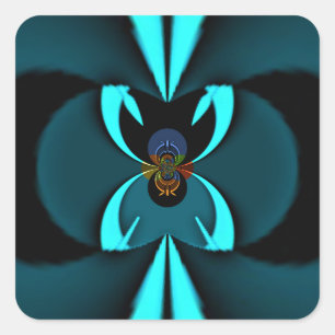 Opvallend hypermodern cyaan en zwart vectorontwerp vierkante sticker