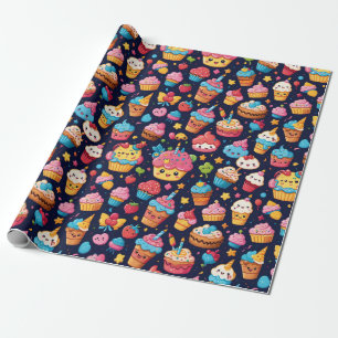 Opvallend Kawaii Verjaardagspatroon Cadeaupapier