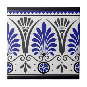 Opvallend kobalt Blue & Black Ceramic Border Tile Tegeltje