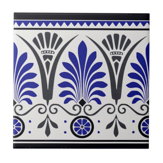 Opvallend kobalt Blue & Black Ceramic Border Tile Tegeltje (Voorkant)