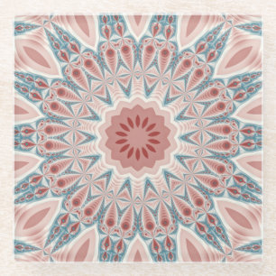 Opvallend Moderne Kaleidoscoop Mandala Fractal Art Glazen Onderzetter