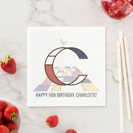 Opvallend neoplasticisme Style Monogram. Brief C Servet (Insitu)