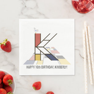 Opvallend neoplasticisme Style Monogram. Brief K Servet