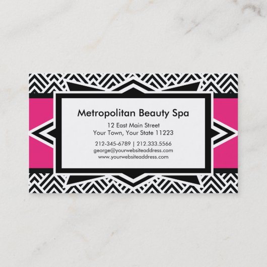 Opvallend opgerold zwart art deco Chevron Pattern  Visitekaartje (Achterkant)