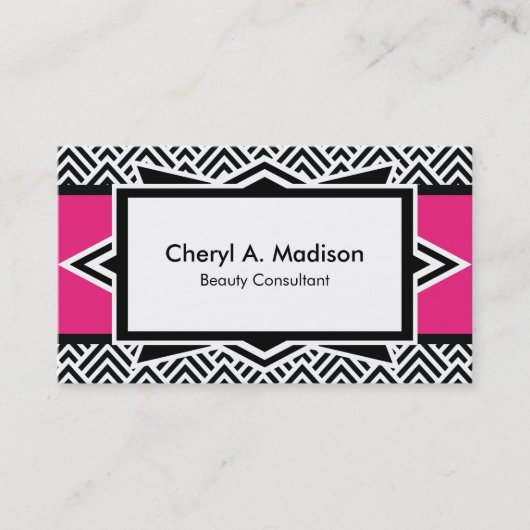 Opvallend opgerold zwart art deco Chevron Pattern Visitekaartje (Voorkant)