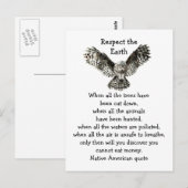 Opvallend Owl Respect de Aarde Native American Briefkaart (Voorkant / Achterkant)