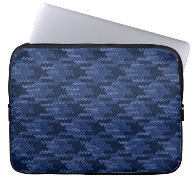 Opvallend patroon van blauwe vormen laptop sleeve (Voorkant)