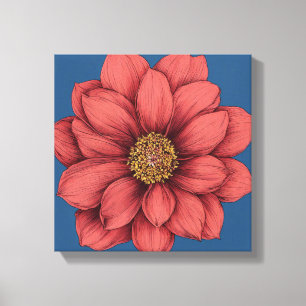 Opvallend Red Dahlia Canvas Afdruk