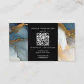 Opvallend rond logo en QR-code indigoblauwe goudkl Visitekaartje (Achterkant)