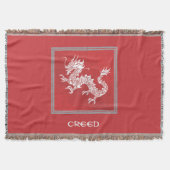 Opvallend Rood en Wit Dragon Gooi Deken (Voorkant)