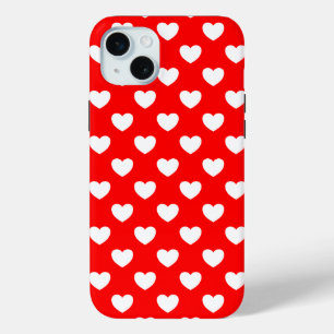 Opvallend Rood iPhone hoes Wit Harten Patroon