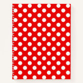Opvallend rood notebook met grote witte pooldots notitieboek (Voorkant)