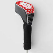 Opvallend rood, zwart en wit aangepast monogram golfheadcover (Schuin)