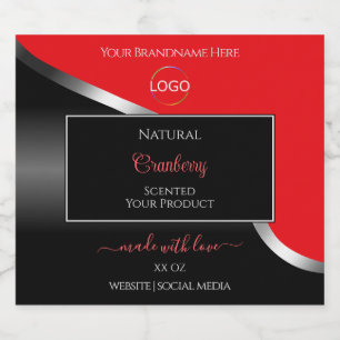 Opvallend Rood Zwart Wavy Zilver Logo Product Labe Likeurfles Etiket