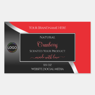 Opvallend Rood Zwart Wavy Zilver Logo Product Labe Rechthoekige Sticker