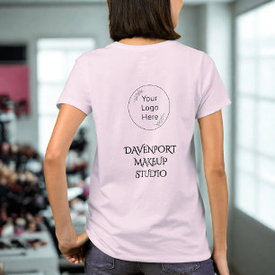 Opvallend roze en zwart personeelsnaam zakelijk lo t-shirt