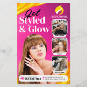 Opvallend Roze Haar Stijl Make-up Artiest Salon Flyer (Voorkant)