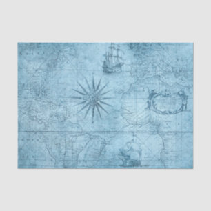 Opvallend Stijl Blauw Kaart en Schepen Tissuepapier