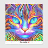Opvallend Thee ogen Kleurrijke Ai Generated Cat Sticker (Vel)