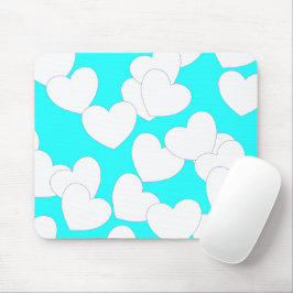 Opvallend turquoise Mousepad met groot wit hart Muismat