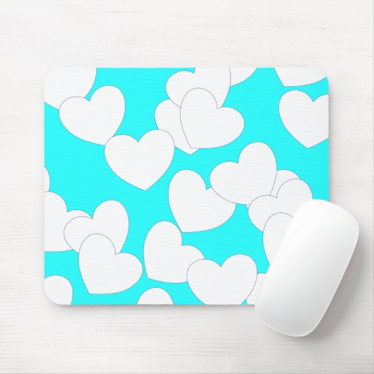 Opvallend turquoise Mousepad met groot wit hart Muismat (Met muis)