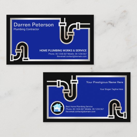 Opvallend zilverpijpje met blauw overstromingswate visitekaartje (Voorkant / Achterkant)