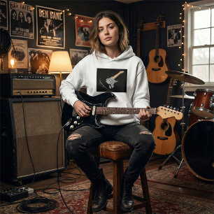 Opvallend zwart elektrisch gitaar muziekinstrument hoodie