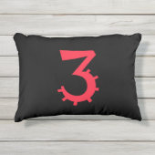 Opvallend zwart en rood "3" ontwerp buitenkussen (Voorkant)