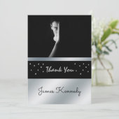 Opvallend zwart en zilver Afstuderen dank u Kaart (Staand voorkant)