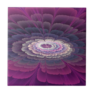 Opvallende Bloem Kleurrijk Abstract Fractale Kunst Tegeltje