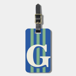Opvallende gepersonaliseerde initiaal, blauwe en g bagagelabel