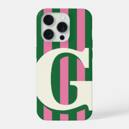 Opvallende gepersonaliseerde initiaal, groen en ro iPhone 15 pro hoesje