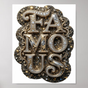 Opvallende gouden FAMEUZE slogan ontwerp Poster