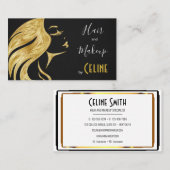 Opvallende haarkloven en Makeup Black en Gold Busi Visitekaartje (Voorkant / Achterkant)