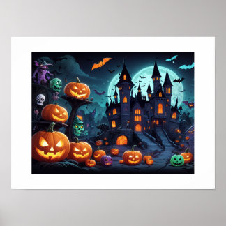 Opvallende Halloween Illustratie Poster wallpaper