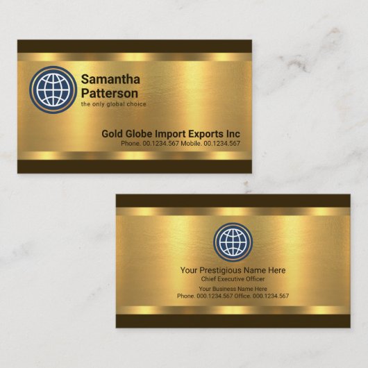Opvallende luxe gouden lijnen importeren exportere visitekaartje (Voorkant / Achterkant)