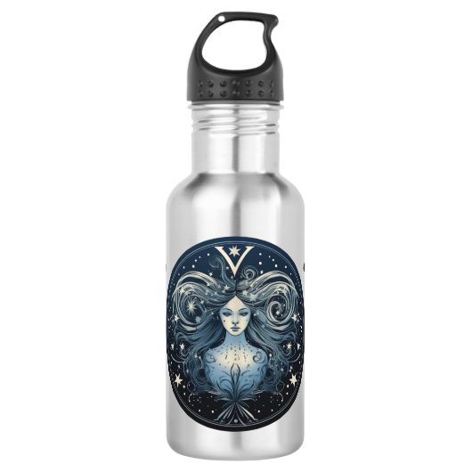 Opvallende Maagd Symbool Kunstwerk Waterfles (Voorkant)