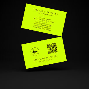 Opvallende neon gele aangepaste bedrijfslogo QR-co Visitekaartje